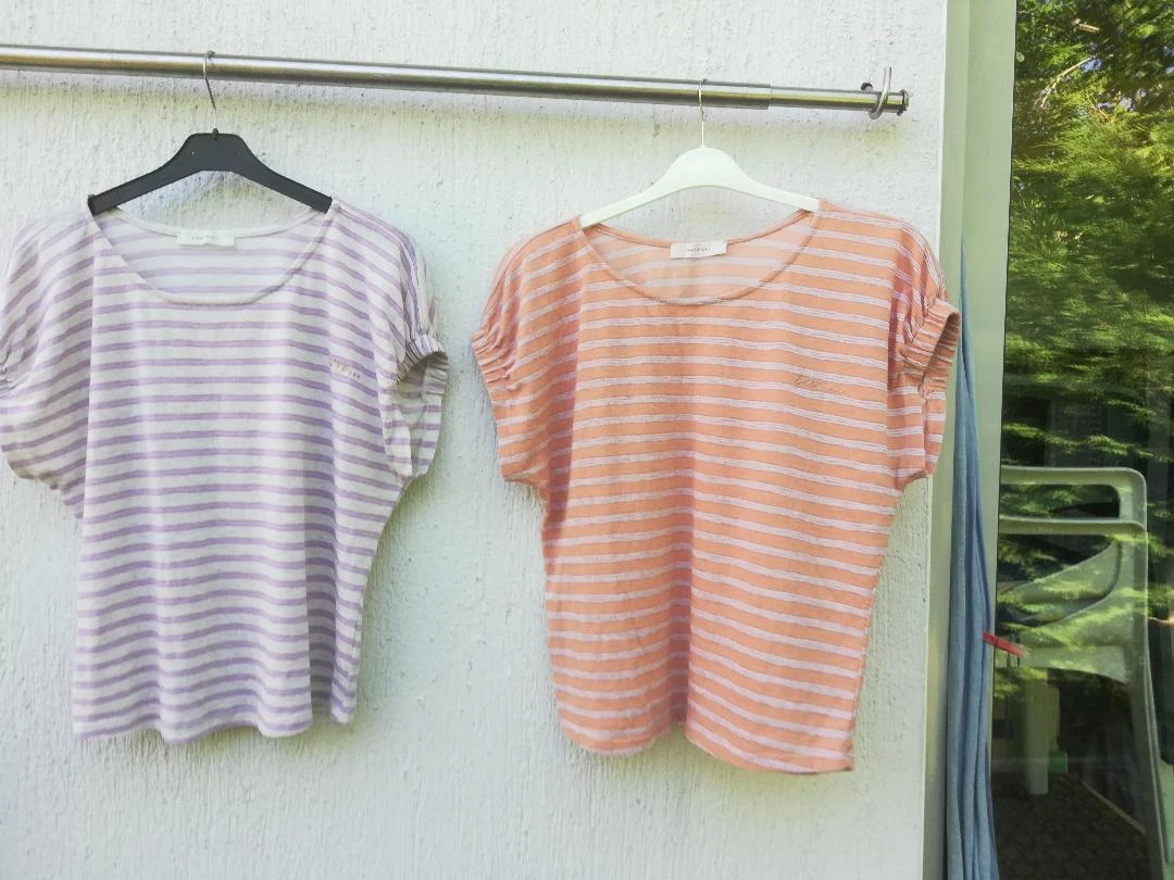 Lot de 2 Tee-Shirts légers et Rayés étiquette T.L (imperfections)